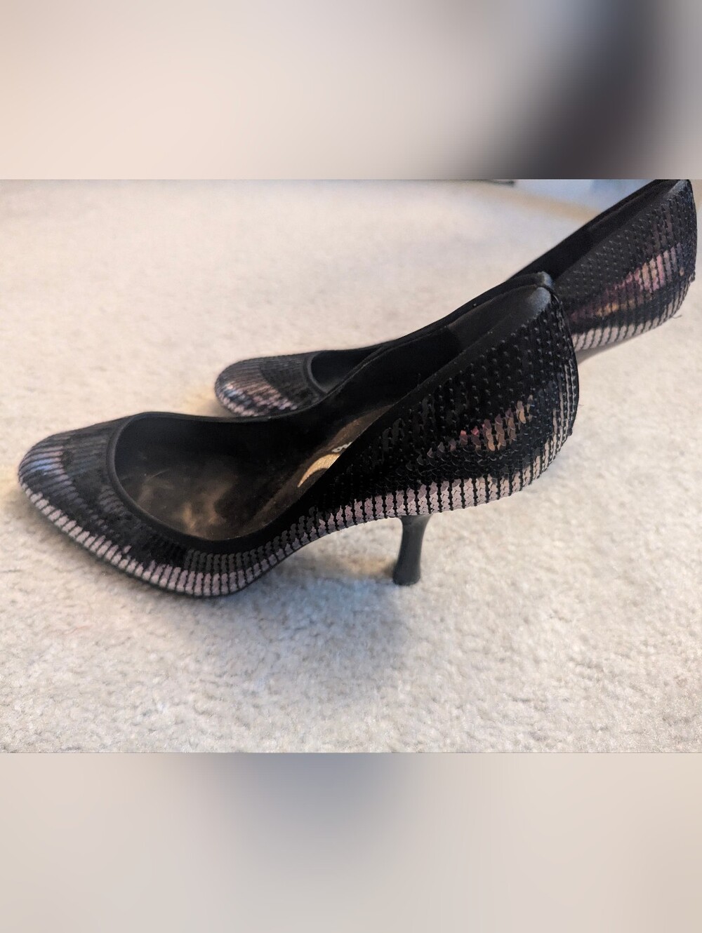 Nina brand black sequin heels with a purple ombré effect (8.5)